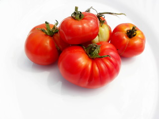 fresh red tomatoes on white background