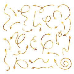 Vector golden hand drawn arrow set