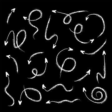 Vector chalk arrows hand drawn set