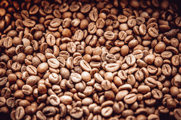 roasted coffee beans. ready for making high quality drinks. like espresso, latte or cappuccino
