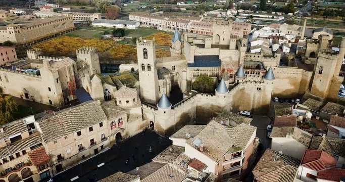 Towers of castle Palacio Real de Olite. Spain
