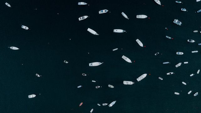 Top-view of the yachts and boats in Mexico