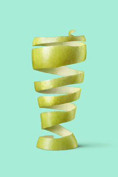 Glass made of spiral apple peel