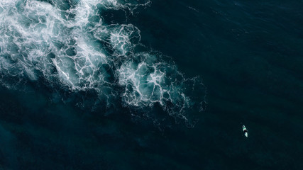 Surfer Wait A Wave In Ocean