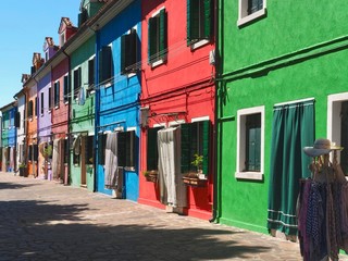Fototapeta na wymiar Colorful architecture in Burano near Venice in Italy