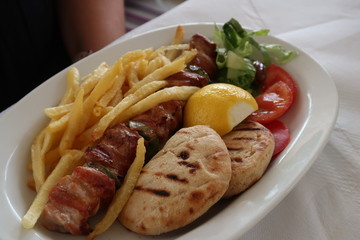 Griechisches Souvlaki Gericht - Fleisch Lecker
