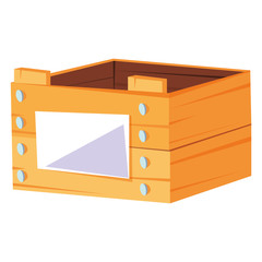 wooden basket on white background