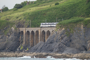 Tren atravesando puente