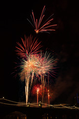 Fireworks with reflection