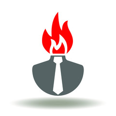 Burnout stress logo. Office Employee head burn icon vector. Exhausted worker sign. Overworked syndrome illustration.