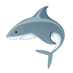 Shark with mouth closed giant apex predator cartoon animal design flat vector illustration isolated on white background