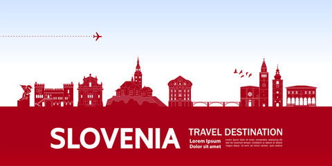 Obraz premium Slovenia travel destination grand vector illustration.