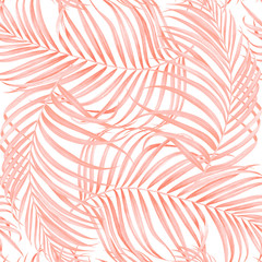 Seamless pattern with palm branches. Watercolor hand drawn illustration.