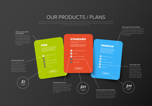 Dark Product Cards with Details Layout