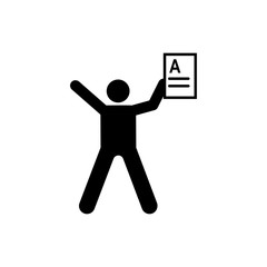 Result A student happy icon. Element of back to school illustration icon. Signs and symbol collection icon for websites, web design, mobile app, UI, UX