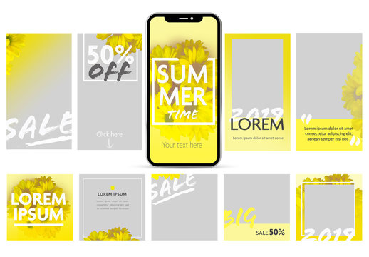 Social Media Post Set Layout with Yellow Flowers