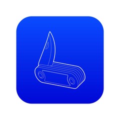 Penknife icon blue vector isolated on white background