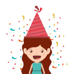 girl with party hat in birthday celebration
