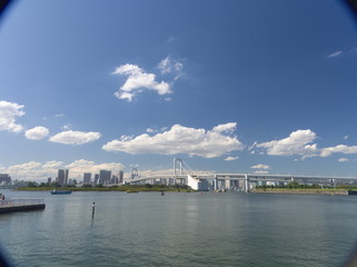 Naklejka premium view of the river and bridge