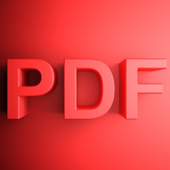 Red PDF square icon - 3D rendering illustration