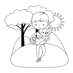 Boy with dog cartoon design