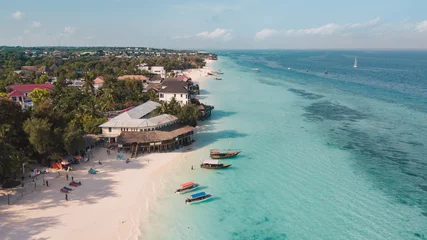 Photo sur Plexiglas Plage de Nungwi, Tanzanie NUNGWI, Zanzibar : vue grand angle sur la magnifique plage de Nungwi