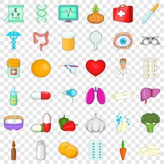 Human health icons set. Cartoon style of 36 human health vector icons for web for any design