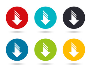 Download icon flat round button set illustration design