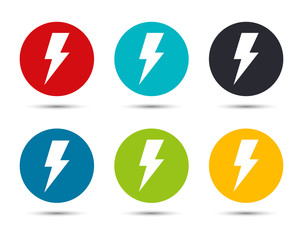 Electricity icon flat round button set illustration design