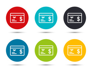Gift card dollar sign icon flat round button set illustration design