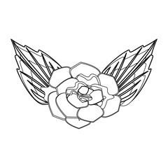 flower tropical spring floral cartoon in black and white