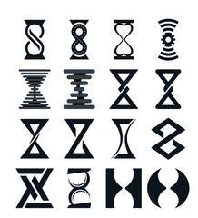 Abstract hourglass icon set