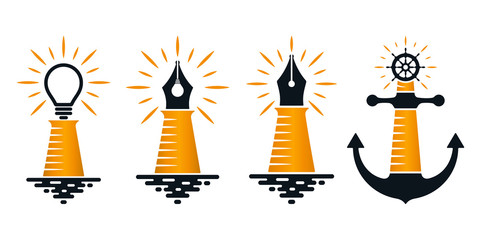 Abstract lighthouse icons