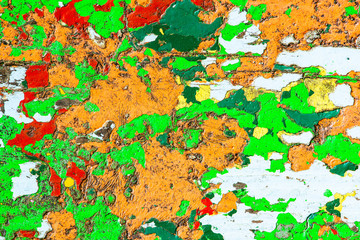 park benches with worn paint forming different colors, textures and shapes painting photography