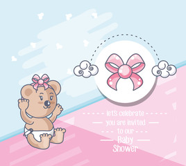 baby shower card with teddy bear