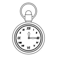 time clock watch alarm cartoon in black and white