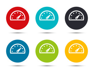 Speedometer gauge icon flat round button set illustration design