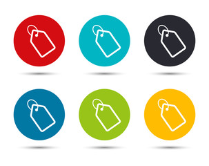 Tag icon flat round button set illustration design
