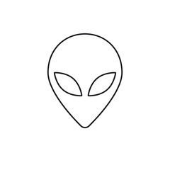 Vector flat black outline alien face icon logo isolated on white background