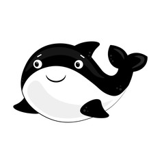 Fototapeta premium orca cartoon of marine life. Summer season. animal cartoon vector design. Cute print with killer whale for baby