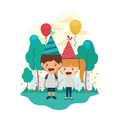 couple of children in birthday celebration