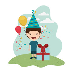 boy with party hat in birthday celebration