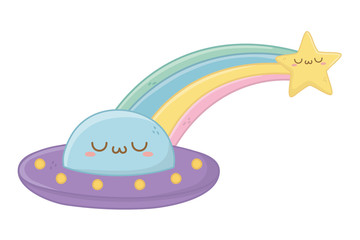 Kawaii of ufo cartoon design
