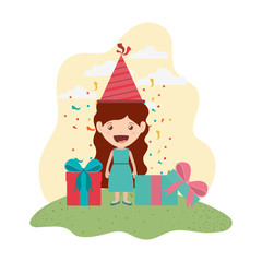Obraz na płótnie Canvas girl with party hat in birthday celebration