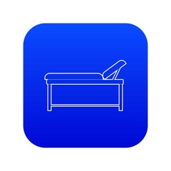 Medical bed icon blue vector isolated on white background