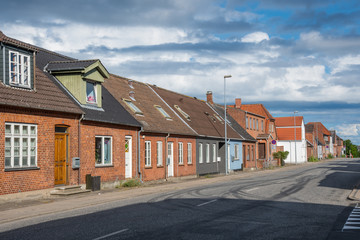 old houses along a street in Danish city of Vordingborg