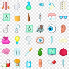 Exploration icons set. Cartoon style of 36 exploration vector icons for web for any design