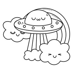 Kawaii of ufo cartoon design