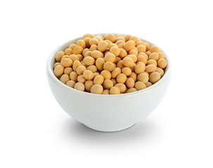 Healthy gold soybean isolated on white background