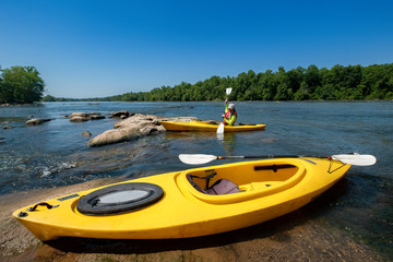 Kayaking on the Catawba River, Landsford Canal State Park, South Carolina	